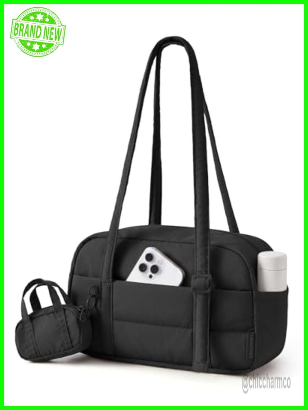 Quilted Puffer Shoulder Bag Small Lightweight Tote Handbag